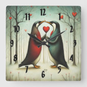 Pinguin Liebe 2 Quadratische Wanduhr (Vorderseite)