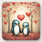 Pinguin Liebe 3 Getränkeuntersetzer (Vorderseite)