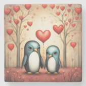 Pinguin Liebe 3 Steinuntersetzer (Vorderseite)