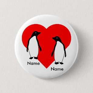 Pinguin Liebe Couple Button