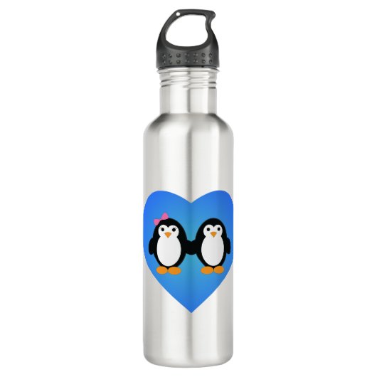 Pinguin-Liebe Edelstahlflasche (Vorderseite)