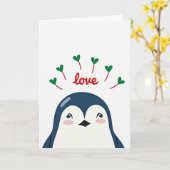 Pinguin-Liebe Einfache Karte (Gelbe Blume)