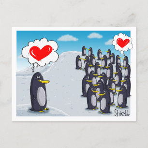 Pinguin-Liebe für Valentine-Launenkarte Postkarte