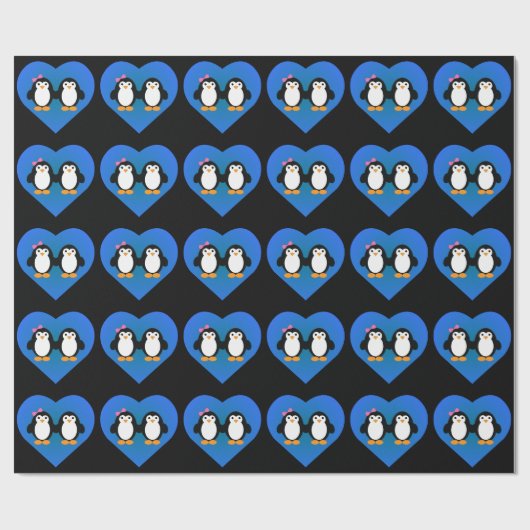 Pinguin-Liebe Geschenkpapier (Flach)