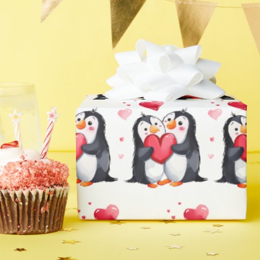 Pinguin-Liebe Geschenkpapier (Geburtstagsparty)