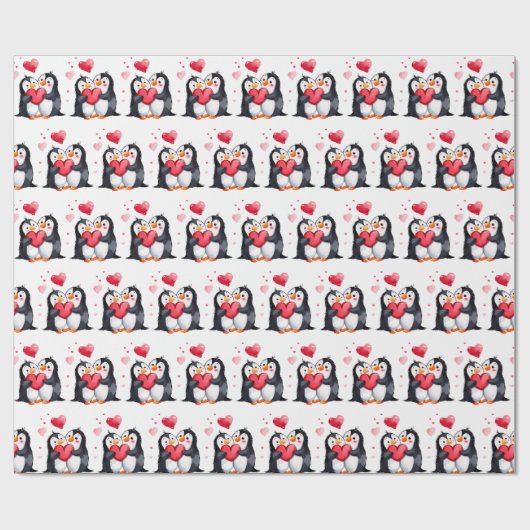 Pinguin-Liebe Geschenkpapier (Flach)