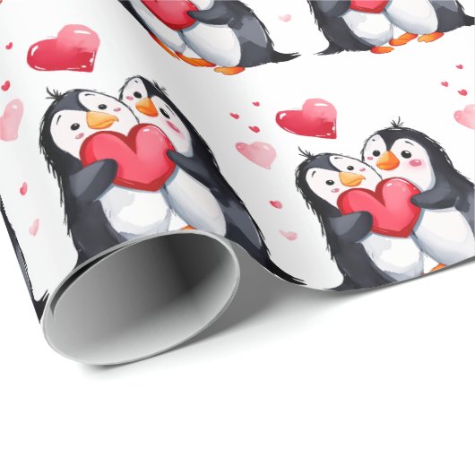 Pinguin-Liebe Geschenkpapier (Rolleneckpunkt)