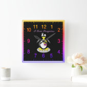Pinguin Liebe Gold Clock Quadratische Wanduhr (Zuhause)