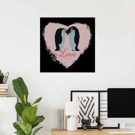 Pinguin Liebe Heart Poster (Heimbüro)