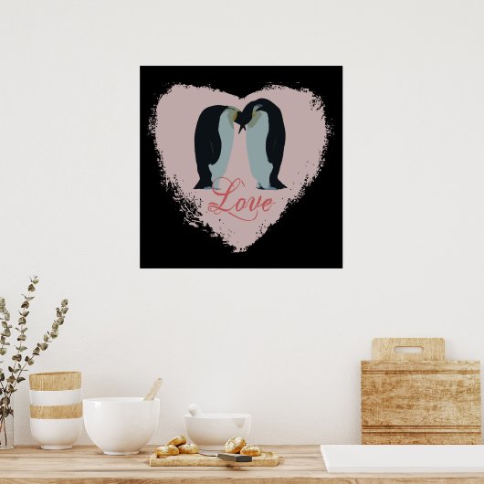 Pinguin Liebe Heart Poster (Küche)