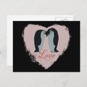 Pinguin Liebe Herz Postkarte (Vorne/Hinten)