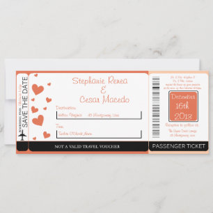 Pinguin-Liebe/Hör Boarding Pass Hochzeits-Einladun Save The Date