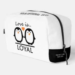 Pinguin Liebe individuellen Namen & Datum Waschbeutel