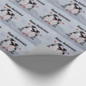 Pinguin-Liebe-Jahrestag Geschenkpapier (Ecke)