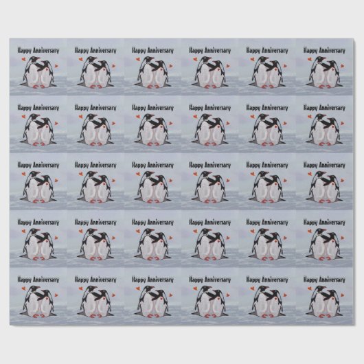 Pinguin-Liebe-Jahrestag Geschenkpapier (Flach)