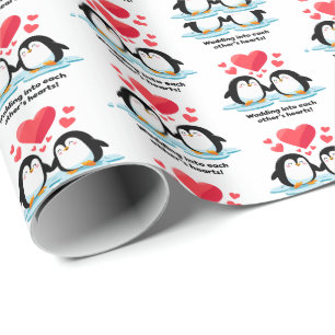 Pinguin Liebe Pack Waddling gegenseitig das Herz! Geschenkpapier