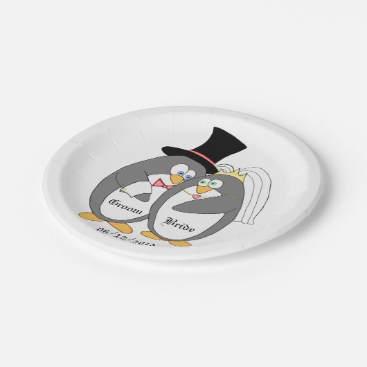 Pinguin-Liebe Pappteller (Schrägansicht)