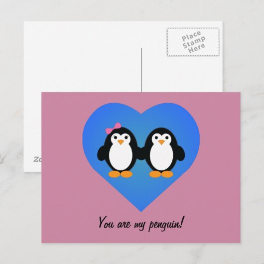 Pinguin-Liebe Postkarte (Vorne/Hinten)