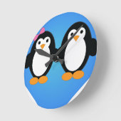 Pinguin-Liebe Runde Wanduhr (Winkel)