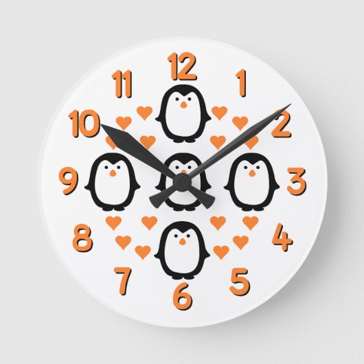 Pinguin-Liebe Runde Wanduhr (Vorderseite)