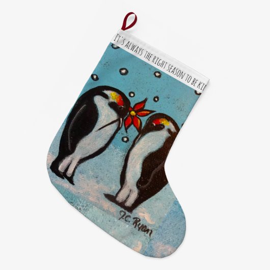 Pinguin Liebe Strumpf Großer Weihnachtsstrumpf (Vorderansicht (hängend))