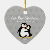Pinguin Liebe Unsere ersten Weihnachten Keramik Ornament (Vorne)