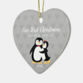 Pinguin Liebe Unsere ersten Weihnachten Keramik Ornament (Links)