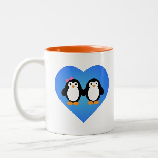 Pinguin-Liebe Zweifarbige Tasse (Links)