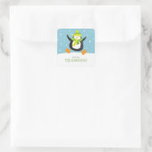 Pinguin-Lieben-Schnee | Square Holiday Geschenke S Quadratischer Aufkleber (Tasche)