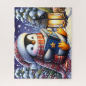 Pinguin liest Weihnachtsbuch Puzzle (Vertikal)