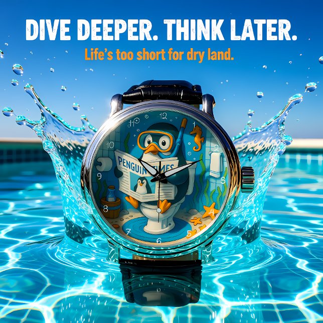 Pinguin liest Zeitung unter Wasser Armbanduhr (Von Creator hochgeladen)