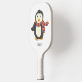 Pinguin Lila Orange Striped Winter Scarf Name Pickleball Schläger (Links)