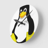 Pinguin Linux Tux Runde Wanduhr (Winkel)