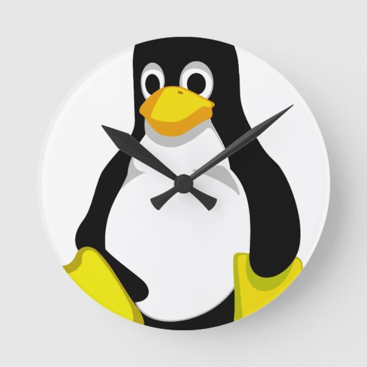 Pinguin Linux Tux Runde Wanduhr (Vorderseite)