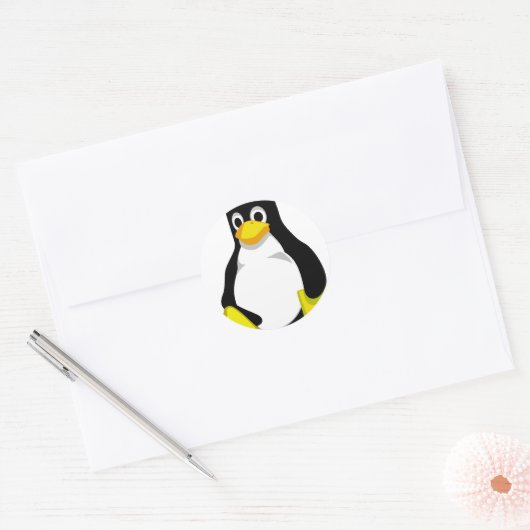 Pinguin Linux Tux Runder Aufkleber (Umschlag)