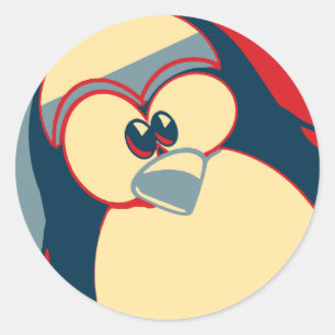 Pinguin Linuxs Tux Obama-Plakat Runder Aufkleber