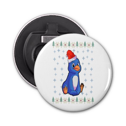 Pinguin Lover Button Flaschenöffner mit Magnet (Vorderseite)