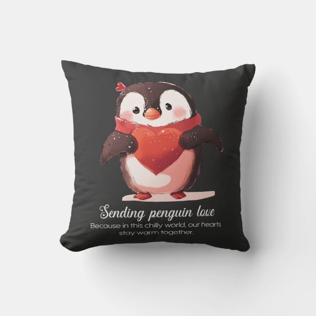 Pinguin Lovers - Valentinstag Special Kissen (Vorderseite)