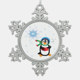 Pinguin-Mädchen Schneeflocken Zinn-Ornament