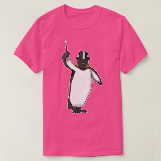 Pinguin Magician Magician Zauberwand T-Shirt (Design vorne)