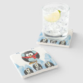 Pinguin Marmor Stein Untersetzer Weihnachten (Seitenansicht)