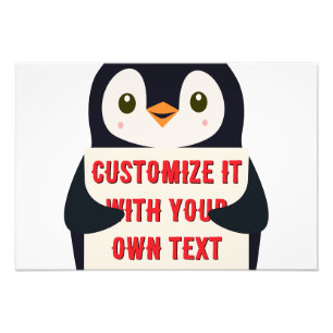 Pinguin-Maskottchen mit einem Schild für benutzerd