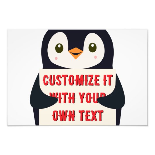 Pinguin-Maskottchen mit einem Schild für benutzerd (Vorne)