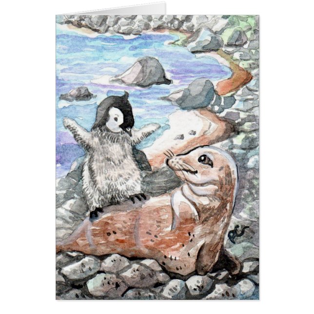 Pinguin mit Baby-Siegel (Vorne)