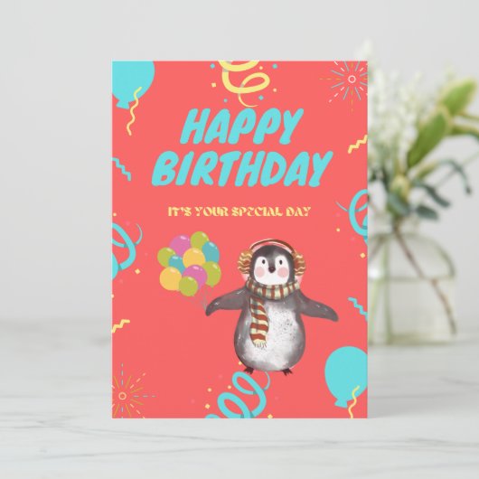 Pinguin mit Ballons (Stehend Vorderseite)