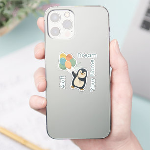 Pinguin mit Ballons   Individuelle Vinyl-Aufkleber Aufkleber