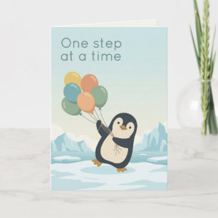 Pinguin mit Ballons Personalisierte Ermutigung Karte