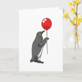 Pinguin mit Balloon Karte (Gelbe Blume)