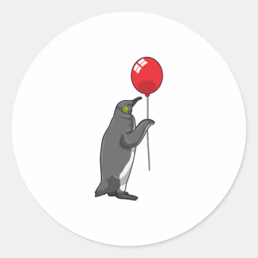 Pinguin mit Balloon Runder Aufkleber (Vorderseite)