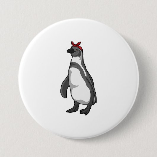 Pinguin mit Bandana Button (Vorderseite)
